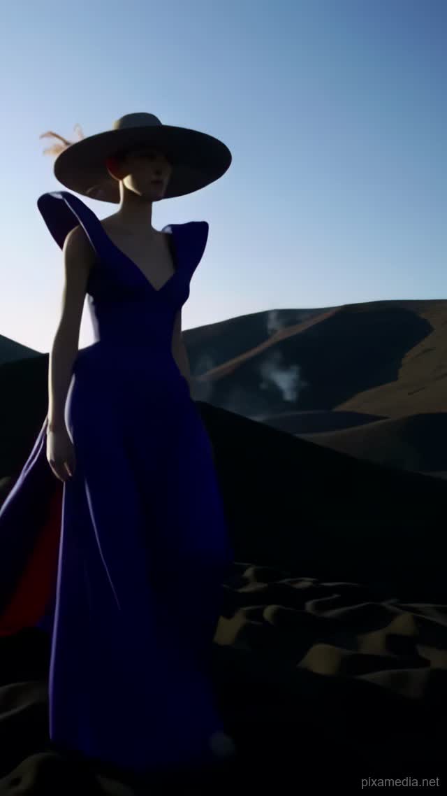 Sapphire Silhouette at Dusk - Fashion & Beauty AI stock